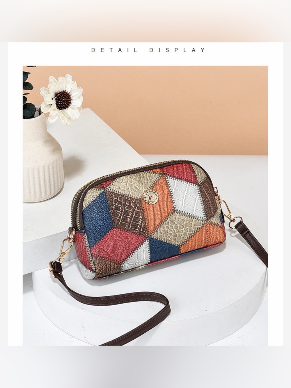 Multicolor Patchwork Crossbody Bag - Women